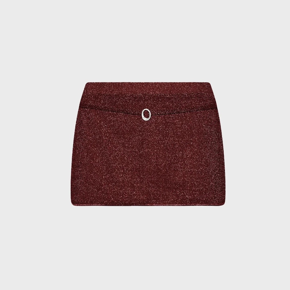 Oseree Shimmering Maroon Pencil Skirt